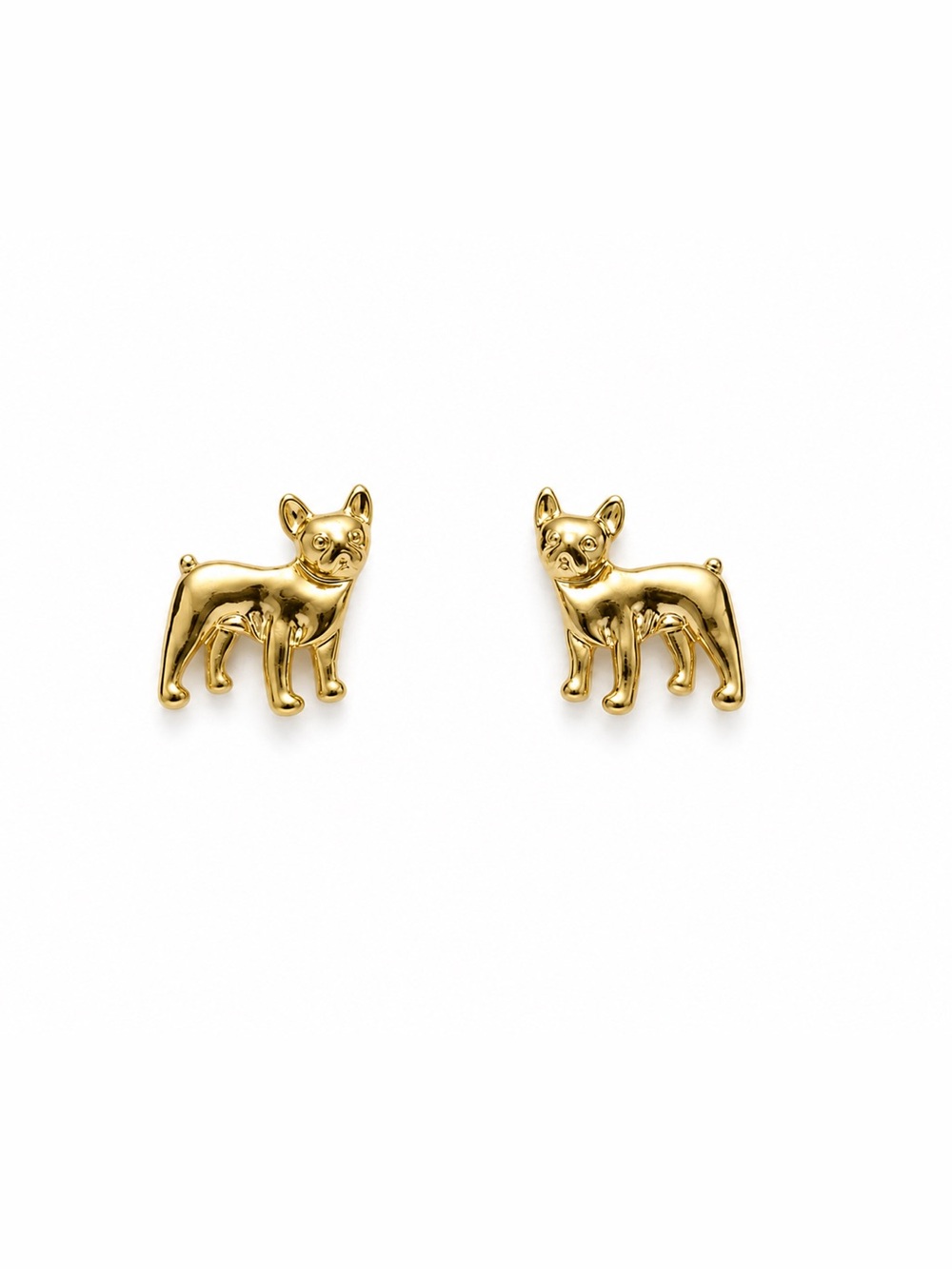 Gold-Tone French Bulldog Stud Earrings
